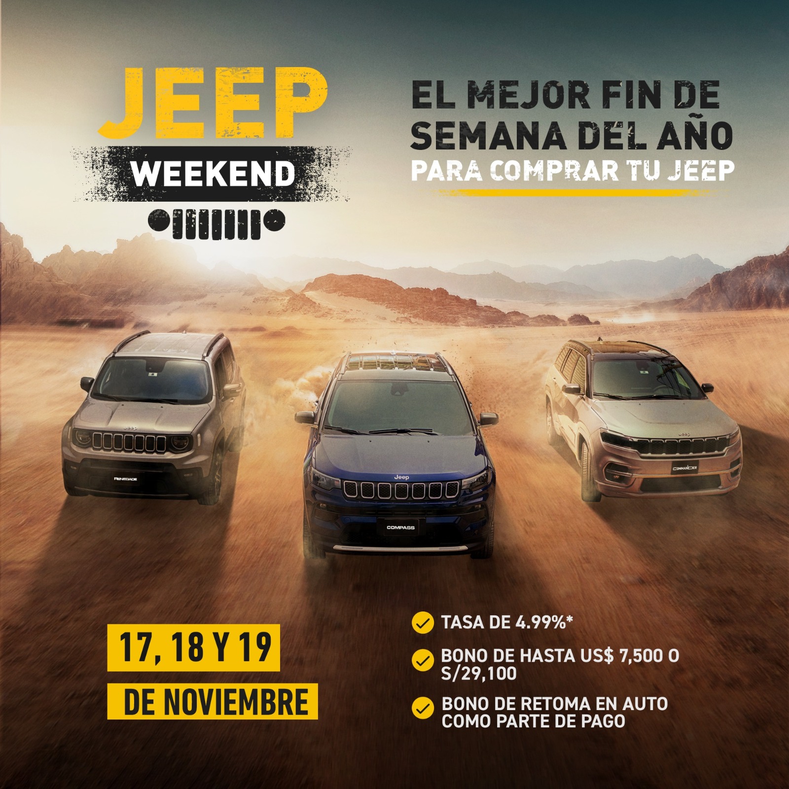 Jeep Weekend: ¡Los mejores 3 días del año para comprar tu Jeep!