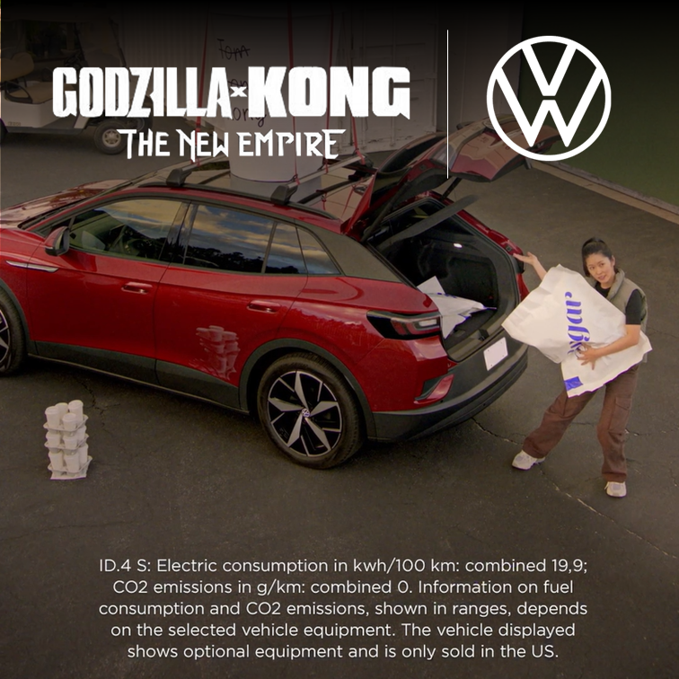 Volkswagen se une con Warner Bros. y Legendary Entertainment para el lanzamiento global de “Godzilla x Kong: The New Empire”, con el VW ID.4  en una aventura épica
