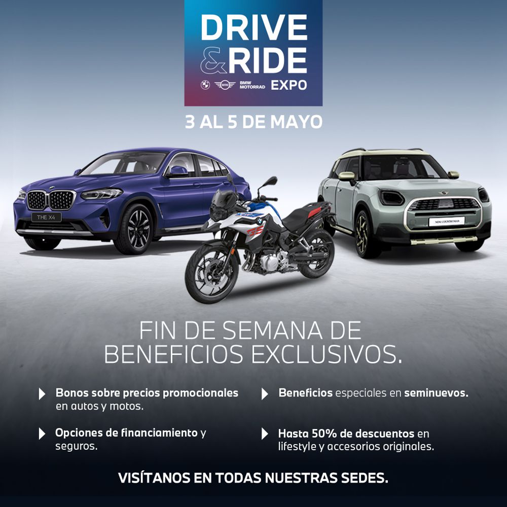 BMW, MINI y BMW Motorrad anuncian grandes beneficios en nueva edición de DRIVE & RIDE EXPO