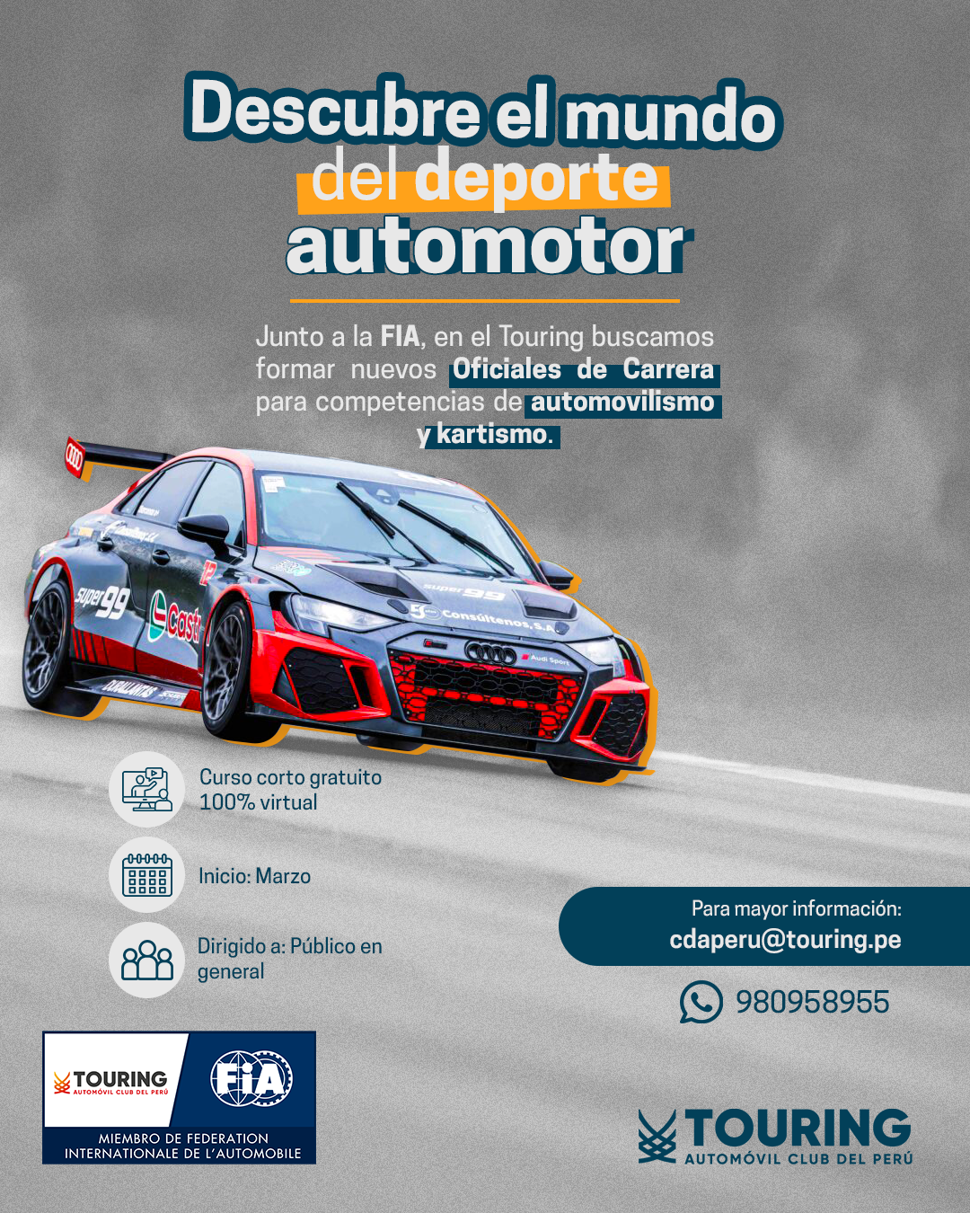 TOURING BRINDARÁ CURSO GRATUITO DE CAPACITACIÓN EN DEPORTE AUTOMOTOR