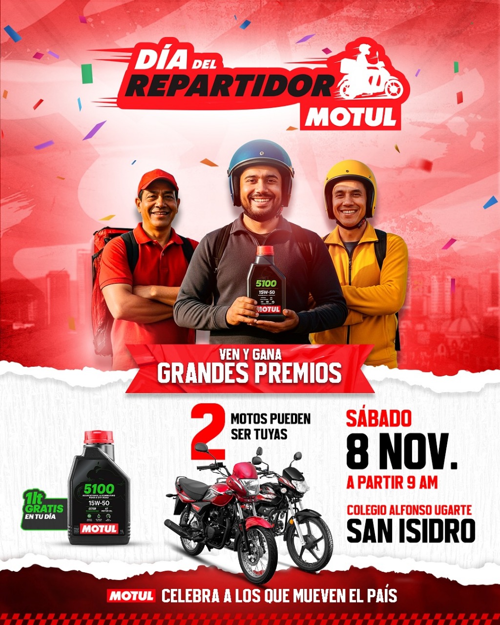 Motul celebra la segunda edición del Día del Repartidor en Perú,promoviendo una movilidad más responsable.