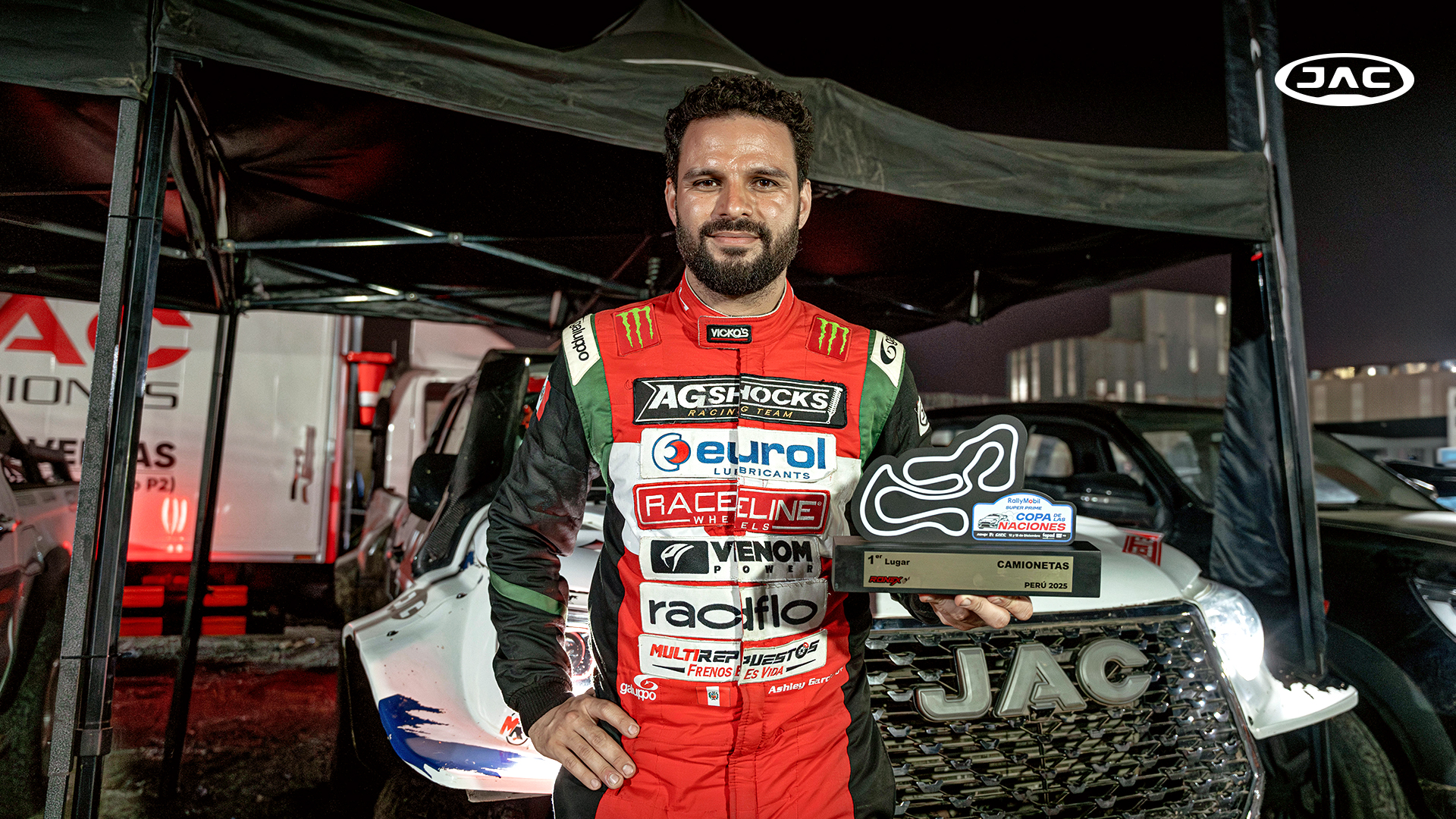 Ashley García ganó el Rally Mobil “Copa de las Naciones” con su JAC T8 PRO y cierra un gran año deportivo